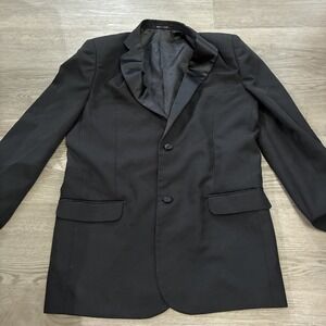 Andrew Fezza Mens Black Polyester Classic Fit Sport Coat Blazer Size 20R